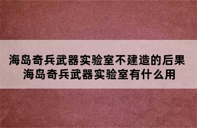 海岛奇兵武器实验室不建造的后果 海岛奇兵武器实验室有什么用